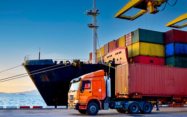 cargo ship and cargo truck together